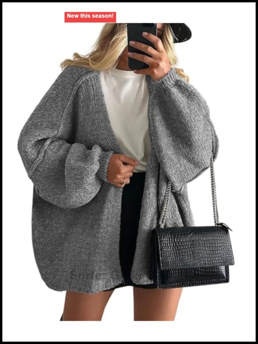 Open Front Oversized Cardigan Sweater Long Sleeve Knit Loose Fit